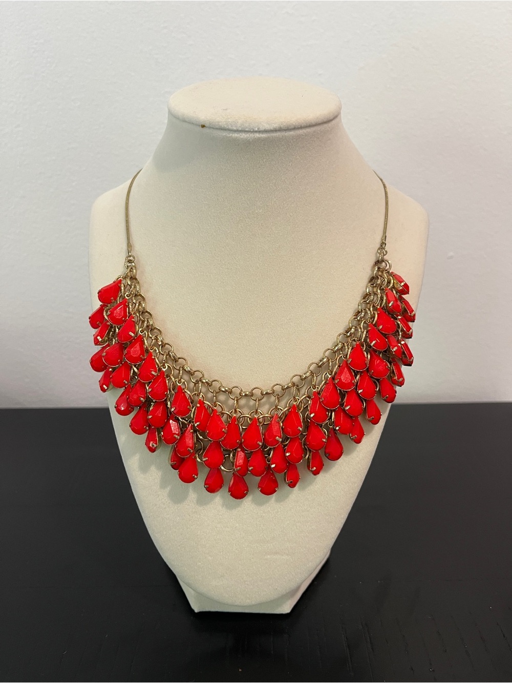 BaubleBar Gold-Tone Necklace with Red Teardrop Drops